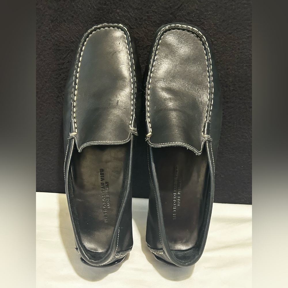 Metropolitan View Men's Black Leather Loafers Size 9 Preowned